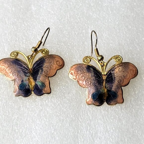 Enamel Butterfly Earrings - Picture 10 of 11